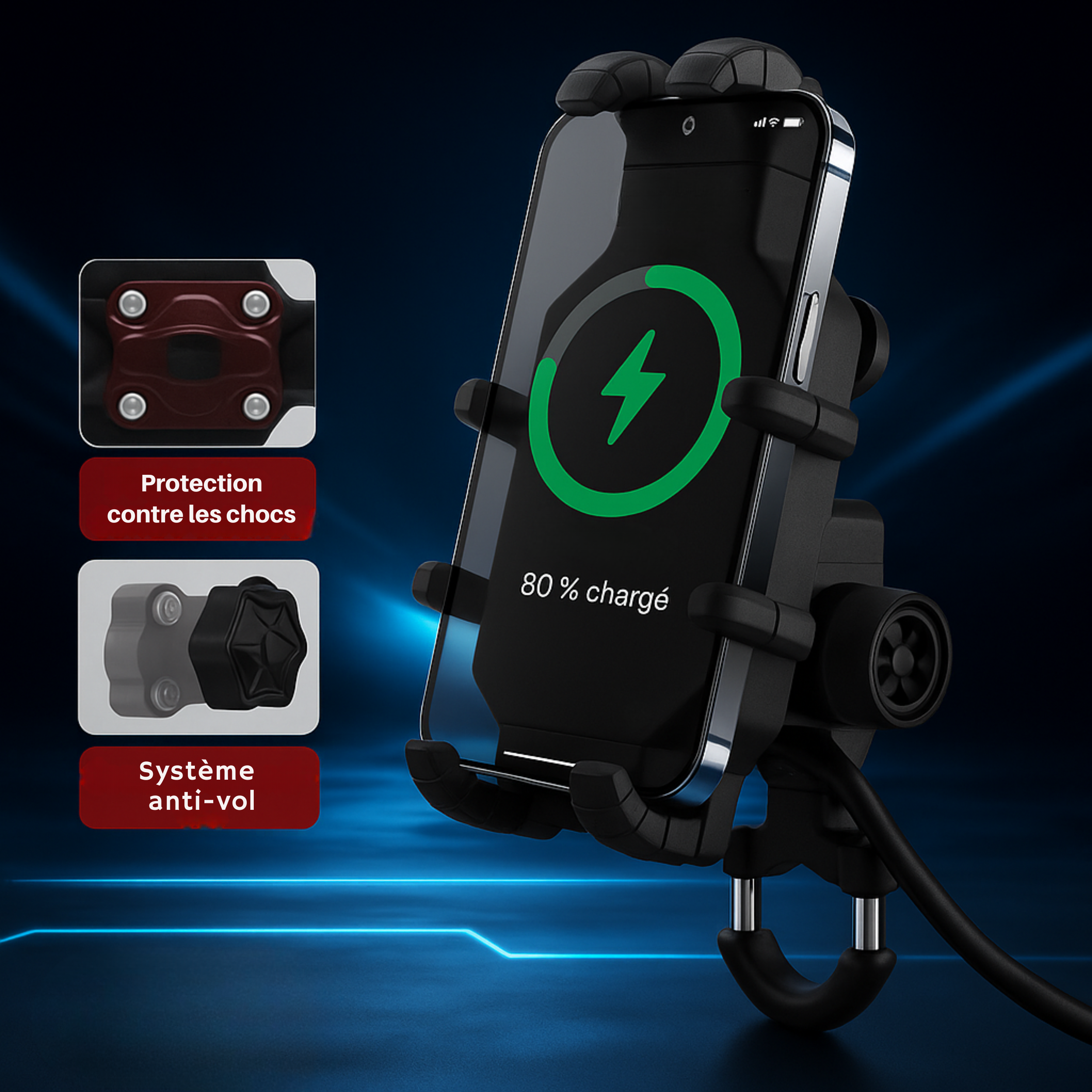 Support smartphone pour moto – fixation guidon